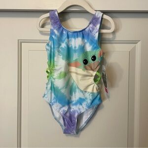 NWT Star Wars Baby Yoda Girls Swimsuit One-Piece Tie Dye The Child Mandalorian